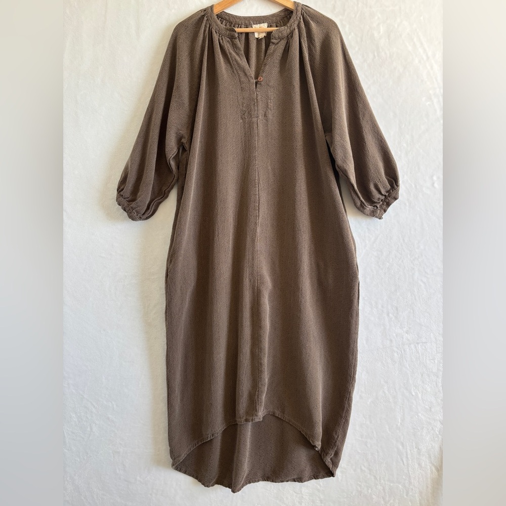 neve &‎ hawk brown textured midi dress size small